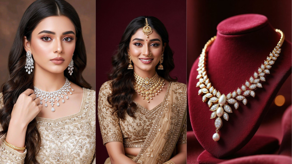 Elegant artificial bridal jewellery set with necklace and earrings for women – GK Fashion Jewels by GoSmartDigital